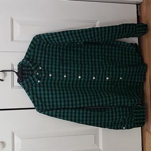 J.crew green and black button up size small